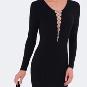 Alexander Wang Lace Up Black Deep V Cut Front and Back